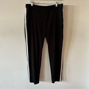 Side stripe black and white trousers